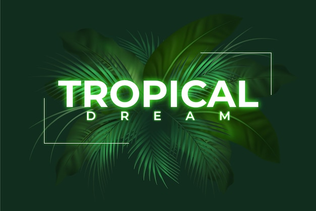 Tropical neon lettering with leaves or flowers