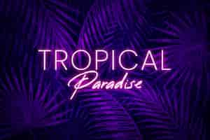 Free vector tropical neon lettering with leaves