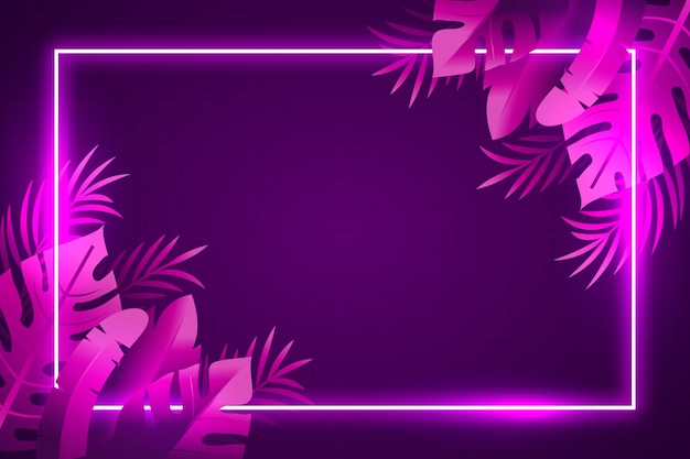 Tropical neon violet leaves background