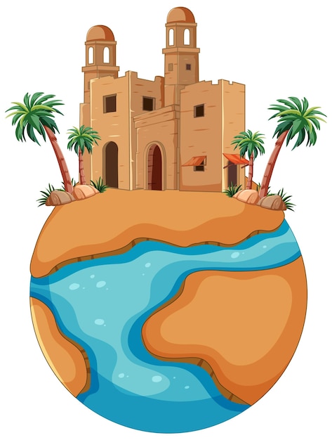 Free vector tropical oasis on a miniature earth