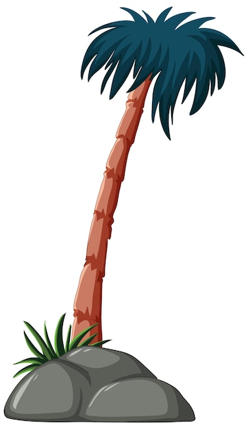 Free vector tropical palm tree on isolated rock