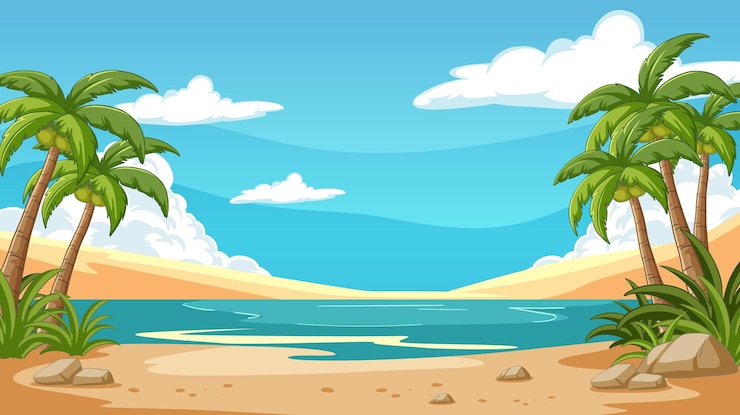 Free Vector tropical paradise beach oasis