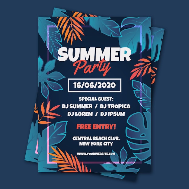 Tropical party flyer template