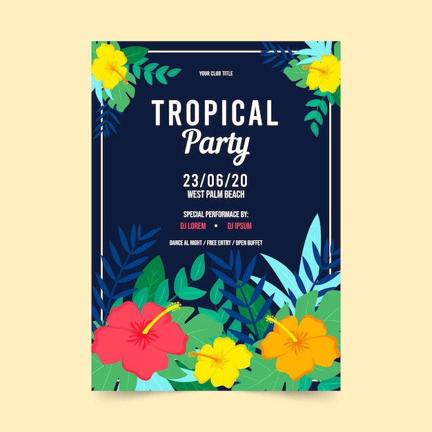 Дизайн плаката для тропической вечеринки