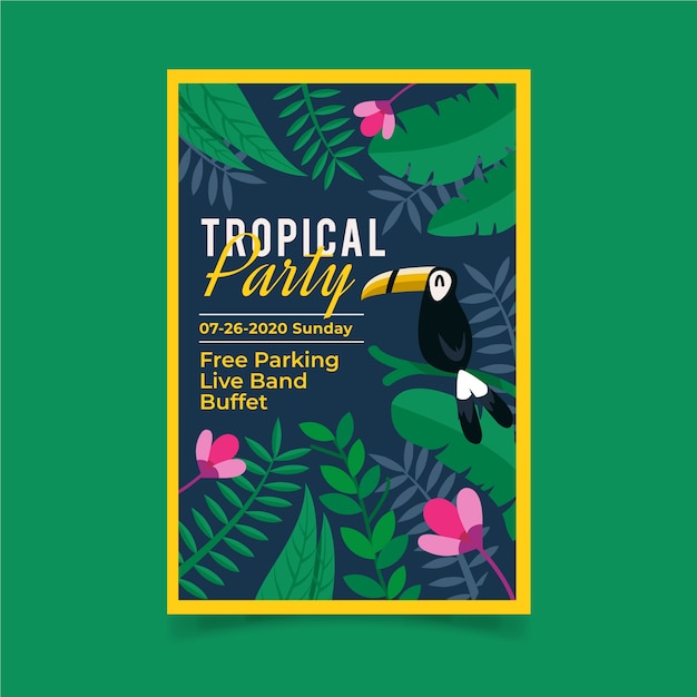 Vettore gratuito stile poster festa tropicale