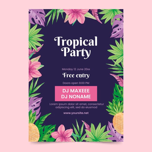 Tropical party poster style