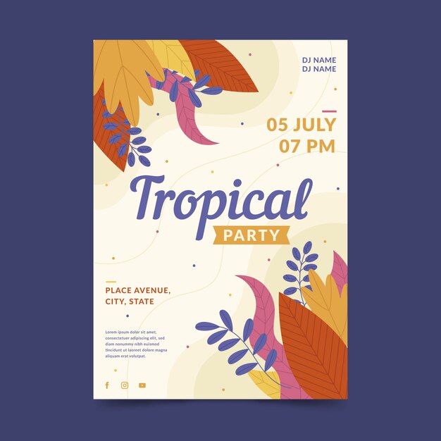 Tropical party poster template style