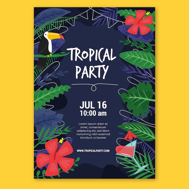 Free vector tropical party poster template style