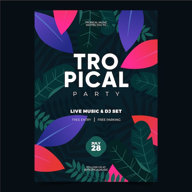 Free vector tropical party poster template