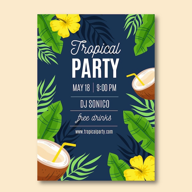 Tropical party poster template