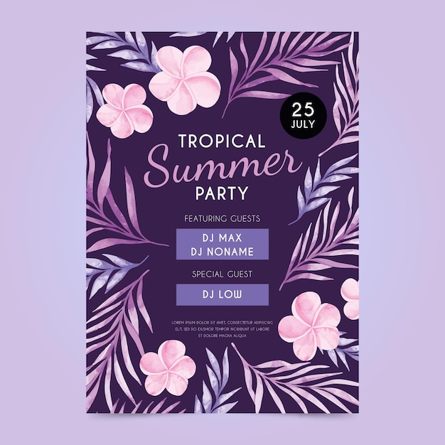 Tropical party poster template