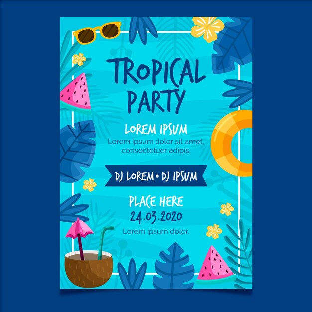 Tropical party poster template