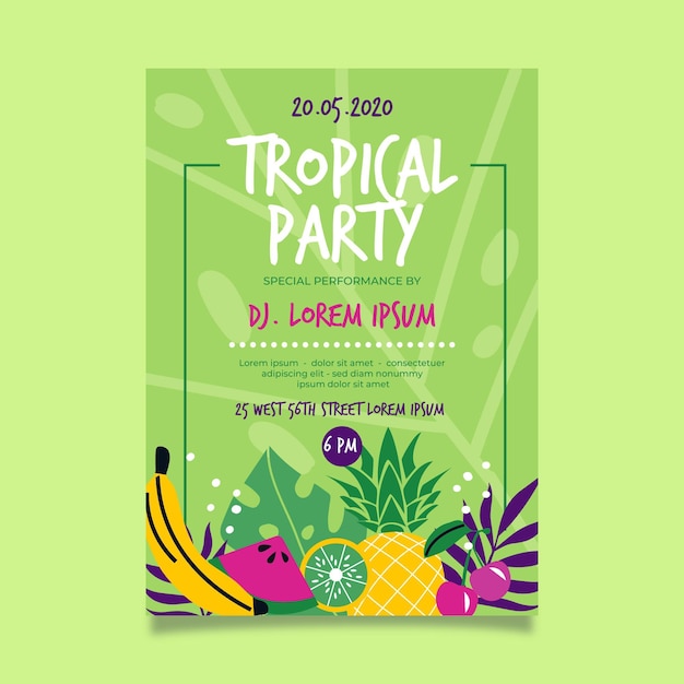 Free vector tropical party poster template