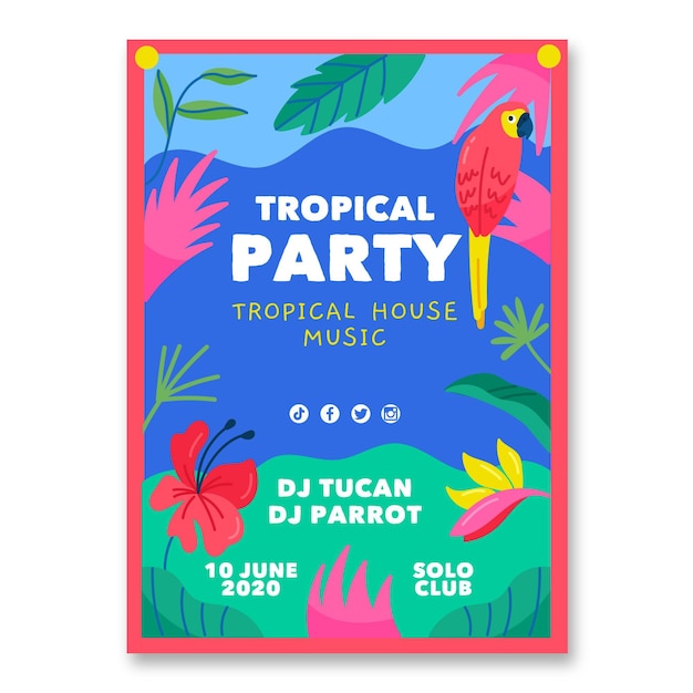 Free vector tropical party poster template