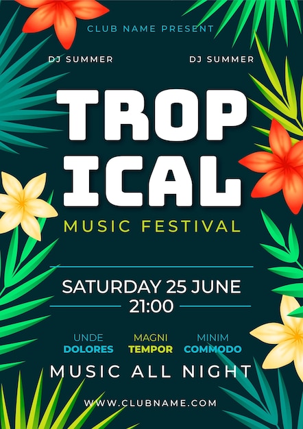 Tropical party poster template