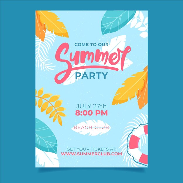 Free vector tropical party poster template