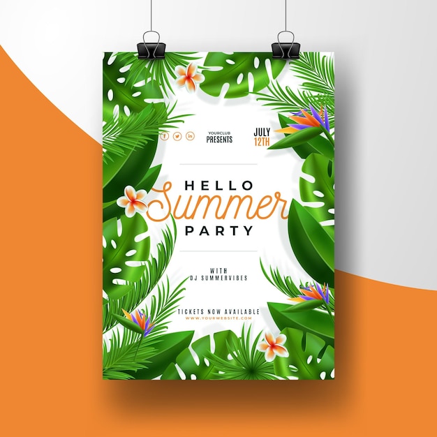 Free vector tropical party poster template