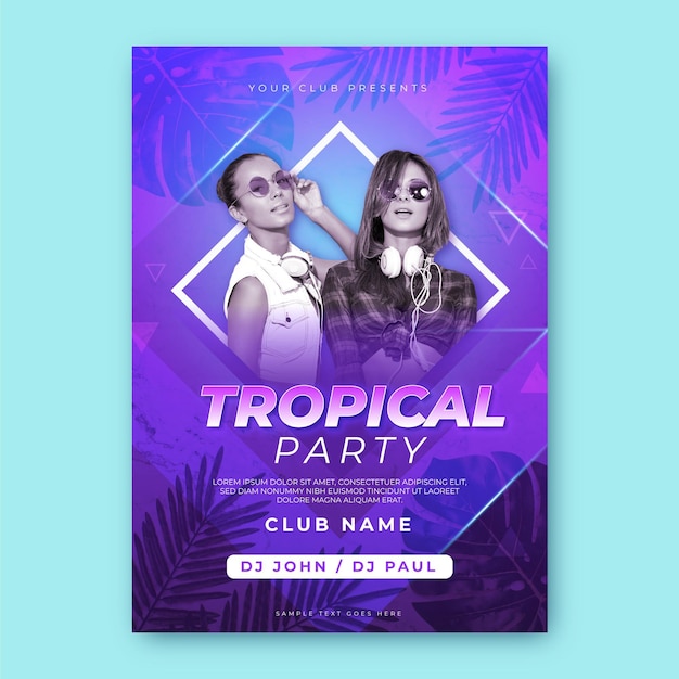 Tropical party poster template