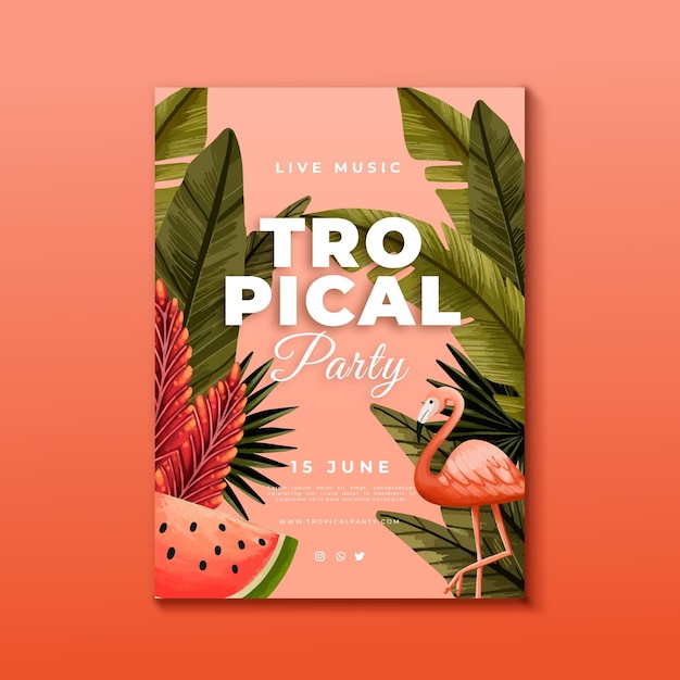 Free vector tropical party poster template