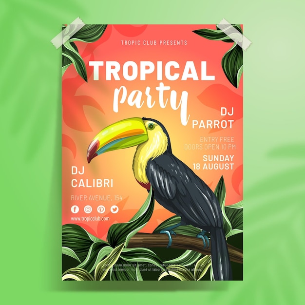 Tropical party poster template