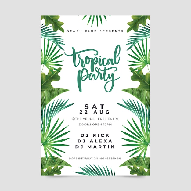 Tropical party poster template