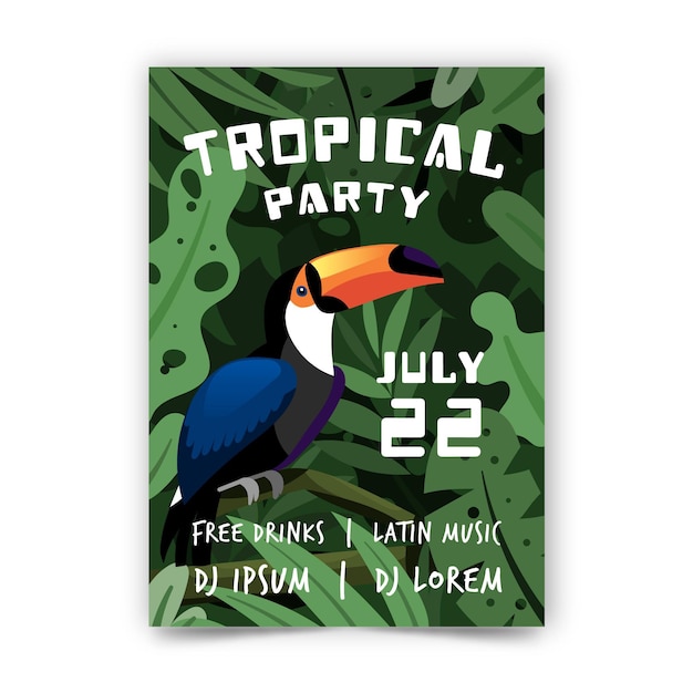 Free vector tropical party poster