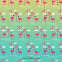Free vector tropical pattern with flamingos