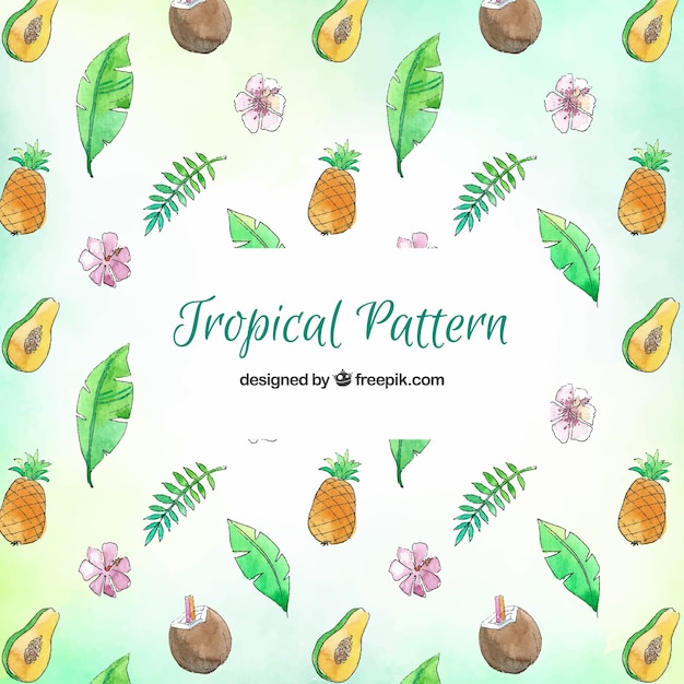 無料ベクター フルーツと熱帯のパターン