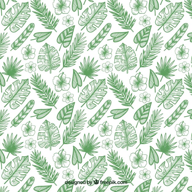 Tropical pattern with leaves and flowers