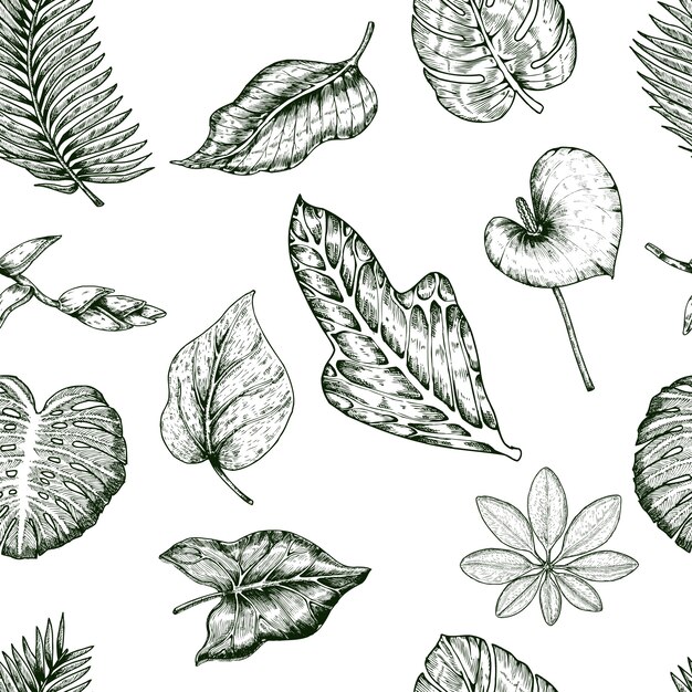 Tropical Plants Seamless Pattern