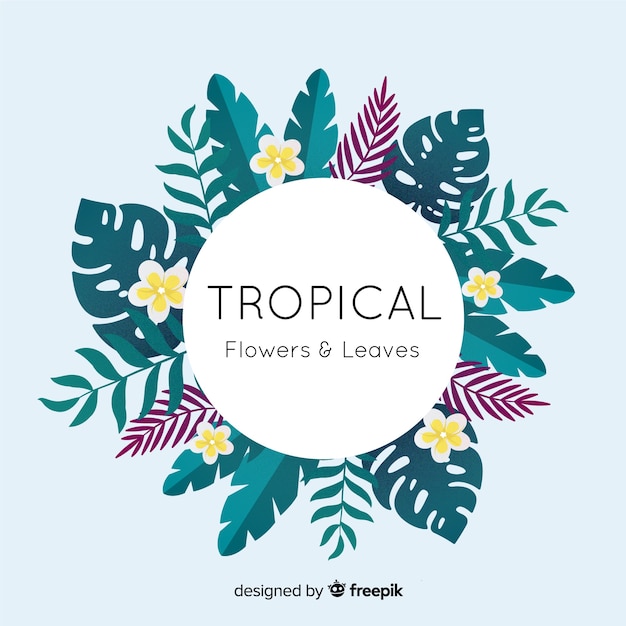 Free vector tropical plants wreath background