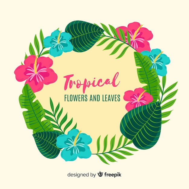 Free vector tropical plants wreath background