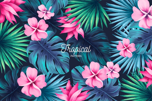 Tropical Print with Summer Leaves