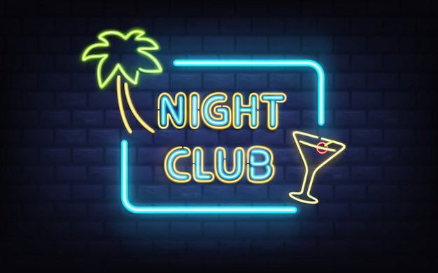 Free vector tropical resort night club, cocktail bar or pub vintage style