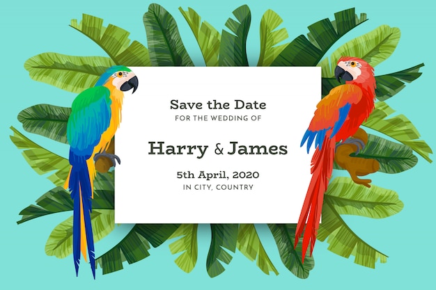 Free vector tropical save the date card
