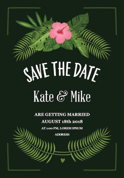 Tropical save the date card