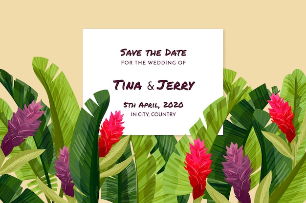 Tropical save the date card