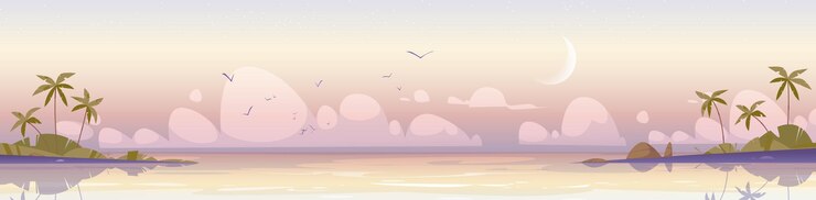 無料Vector 早朝の熱帯の海の風景
