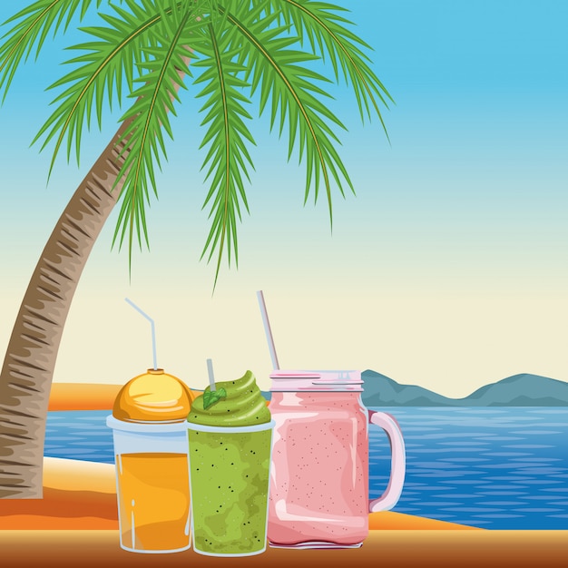 Tropical smoothie drink icon cartoon