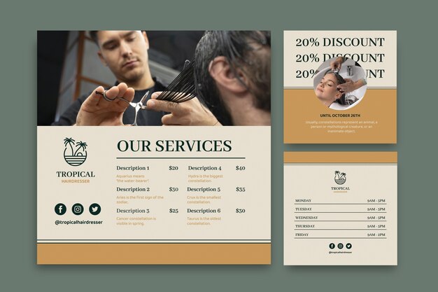 tropical sublime hairdresser social media post template