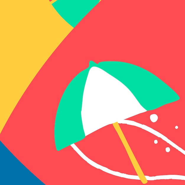 Бесплатное векторное изображение Тропический летний фон с ресурсом дизайна зонтика