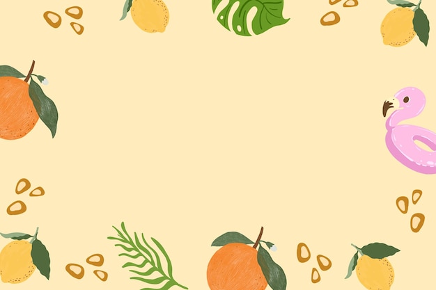 Free vector tropical summer frame on a beige background