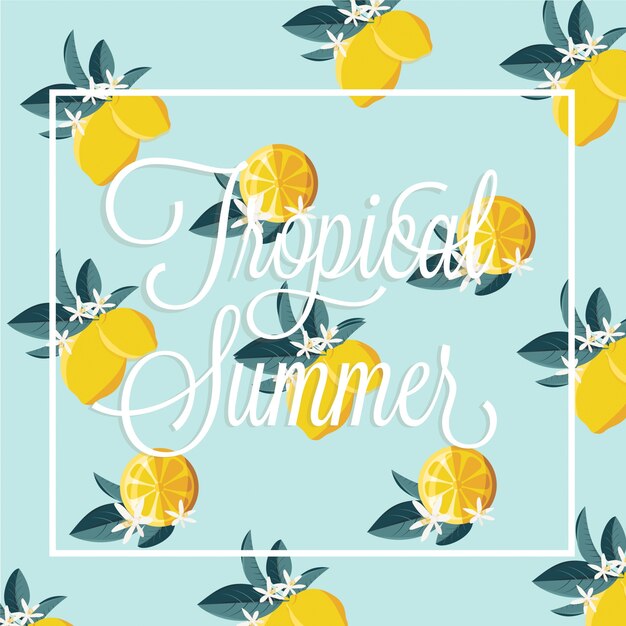 Free vector tropical summer lemon pattern