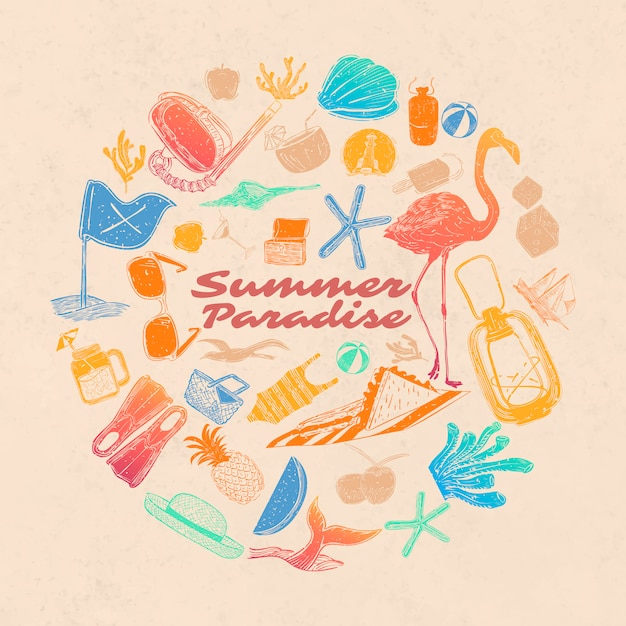 Free vector tropical summer paradise