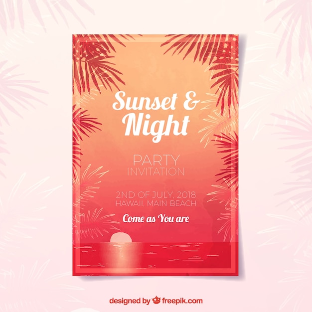 Free vector tropical summer party flyer