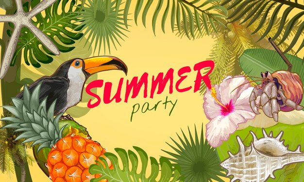 Tropical summer party invitation design