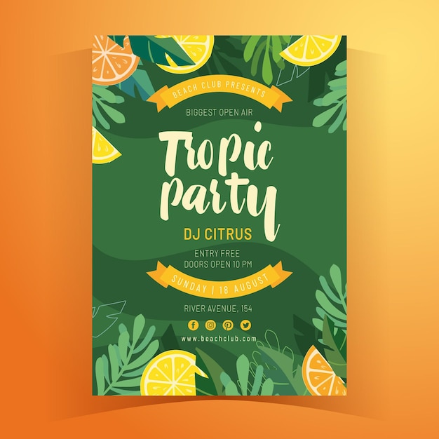 Free vector tropical summer poster template