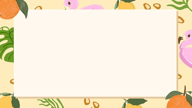 Tropical summer rectangle frame on a beige background vector