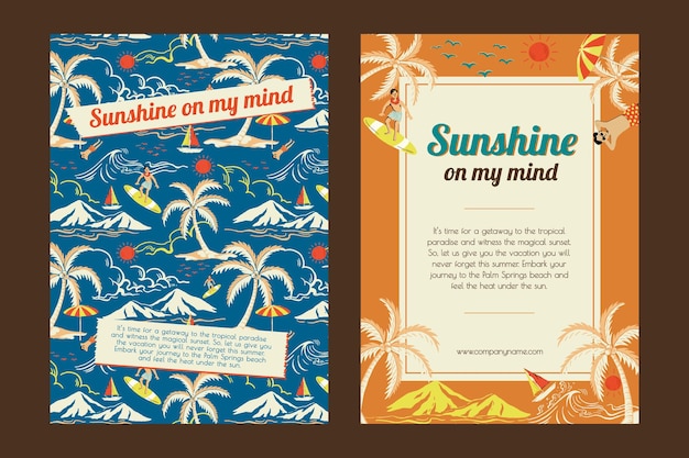 Free vector tropical sunshine travel template vector for marketing agencies ad posters