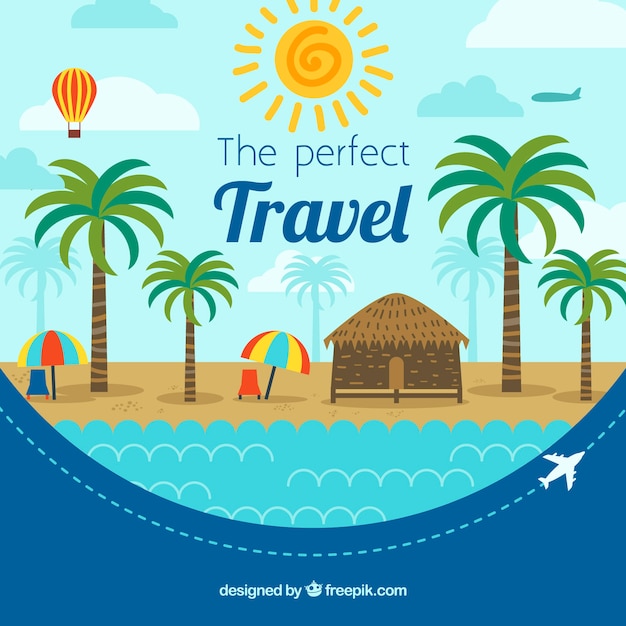 Free vector tropical travel background